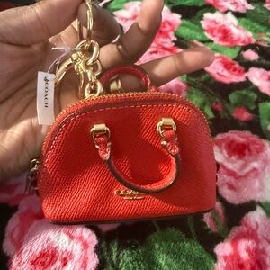 Coach Vibrant Red Mini Bag with Gold Accents